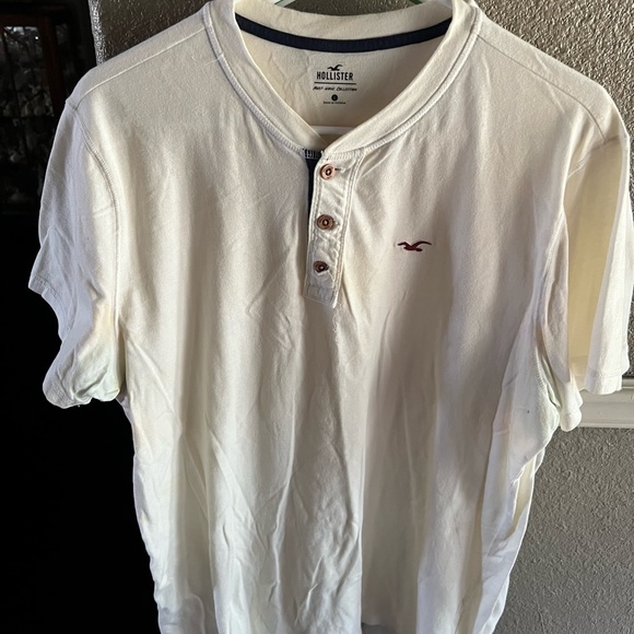 hollister white dress shirt Mens Large Hollister Button Up Long Sleeve Dress Shirt White W/Pinstripes Office